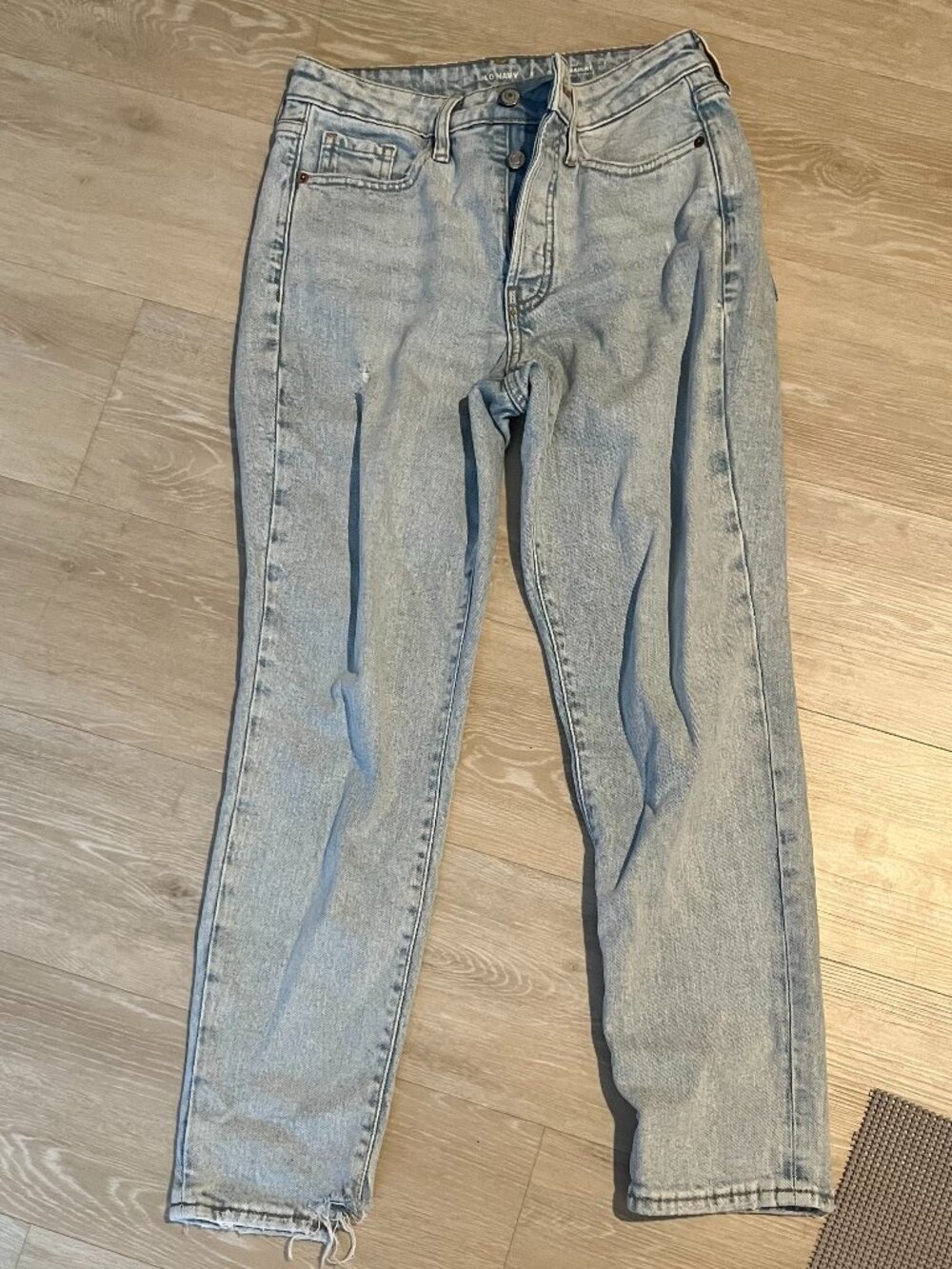 Old Navy high rise straight leg jeans with decorative tears, women's 2